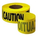 2 Mil Yellow Caution Tape 3in. wide, 300 lf per roll- 8 rolls per carton